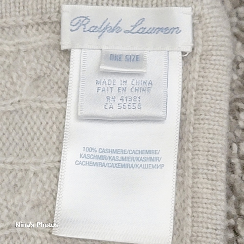 100% Cashmere Ralph Lauren Gray Cable Knit Crib Blanket Monogrammed Sebastien - Picture 4 of 7